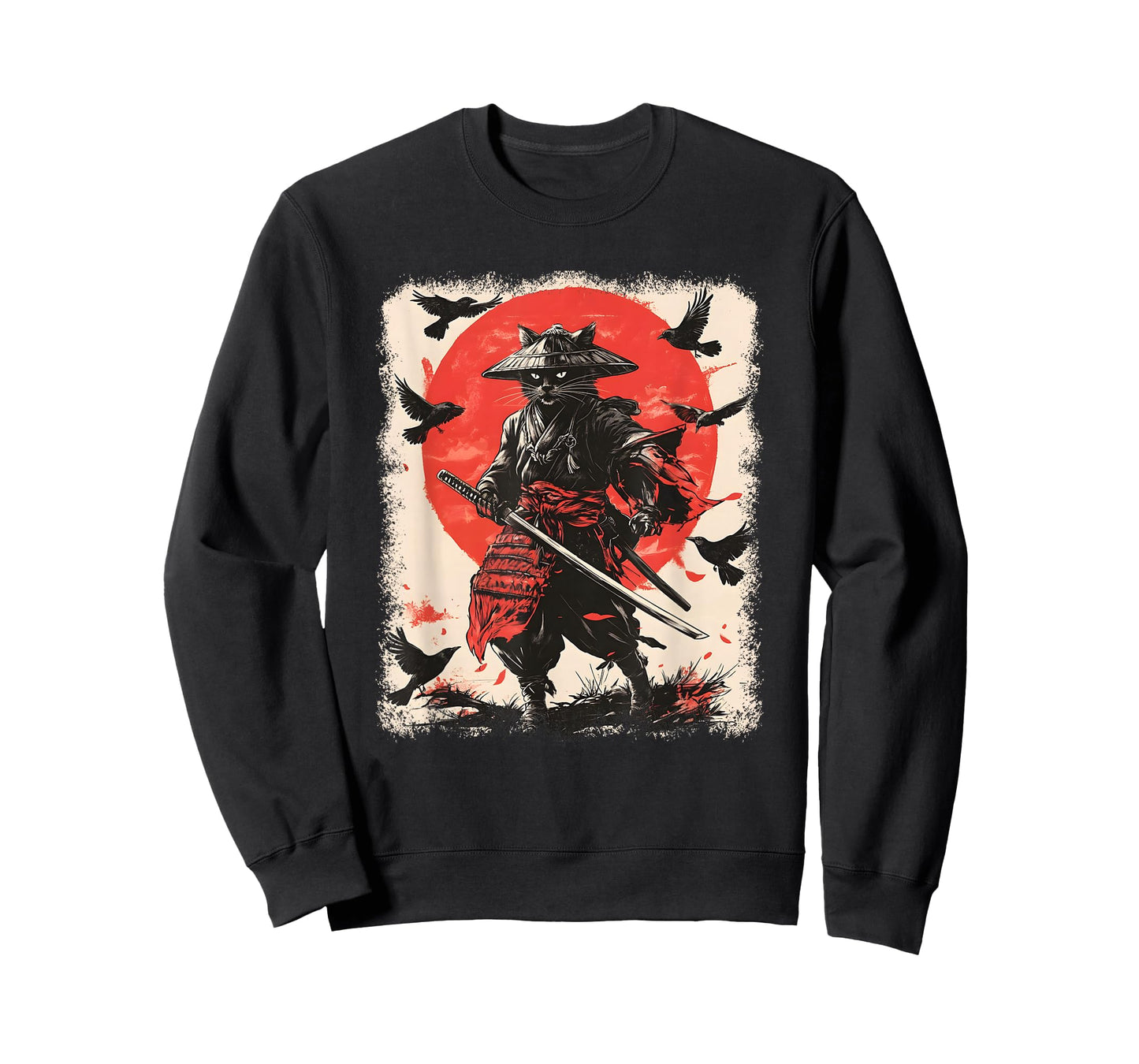 Samurai Cat, Japanese Warrior Art | Anime & Vintage Samurai T-Shirt