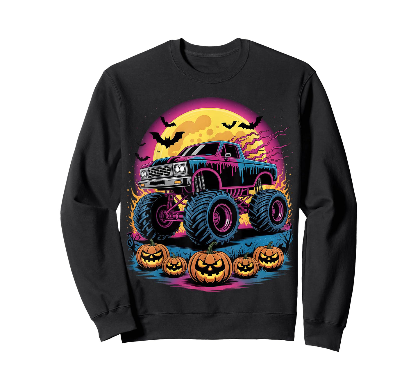Spooky Monster Truck Drip Pumpkin Halloween Toddler Boy Kid T-Shirt