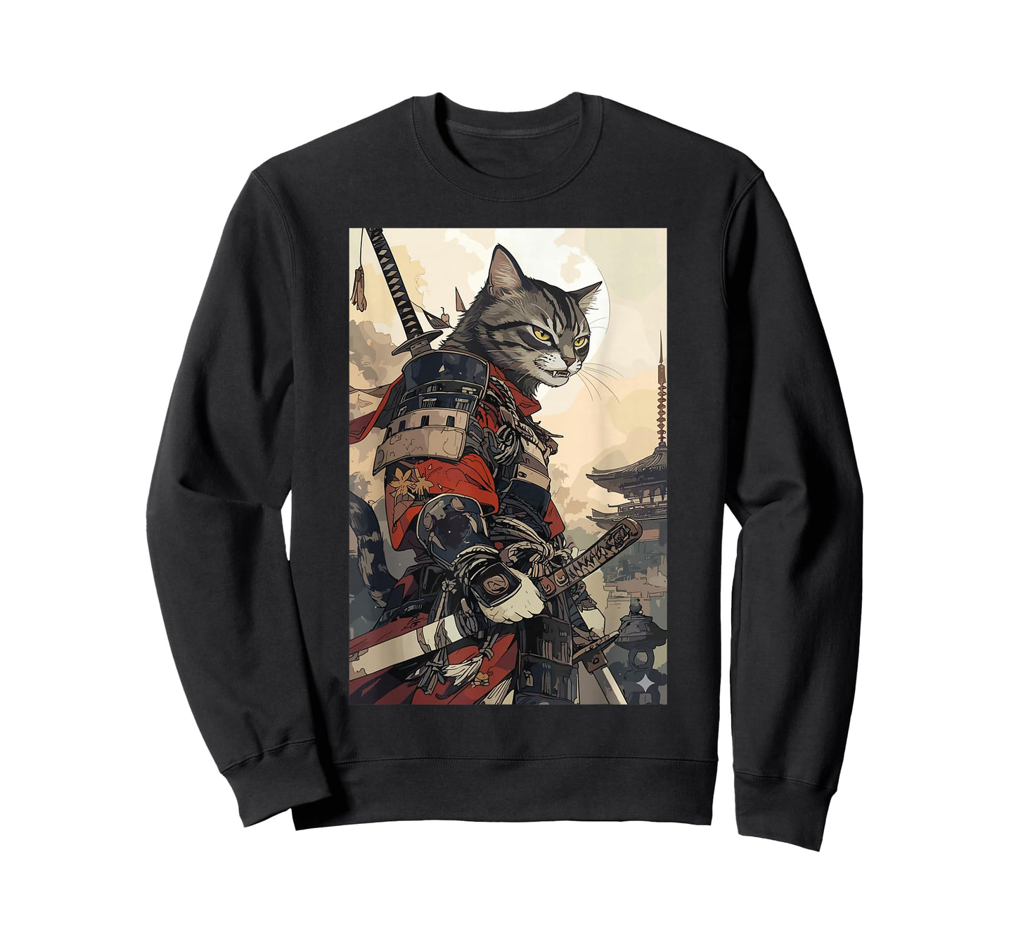 Samurai Cat Shirts for Women Men Vintage Graphic Japanese T-Shirt