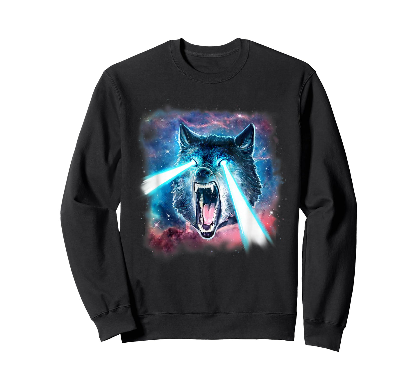 Scary White Wolf in Space Lasers Realistic Animal Print T-Shirt