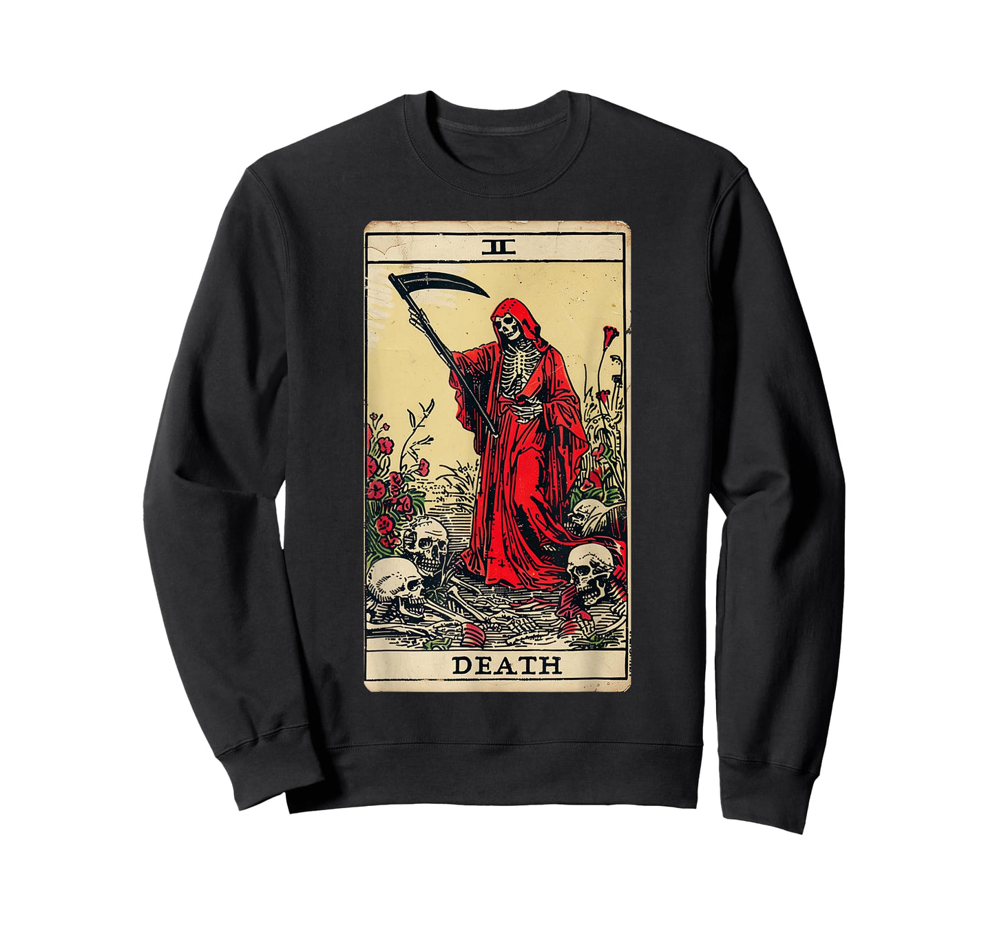 Vintage Death Tarot Card Black Gothic Skull Dead Reaper Grim T-Shirt