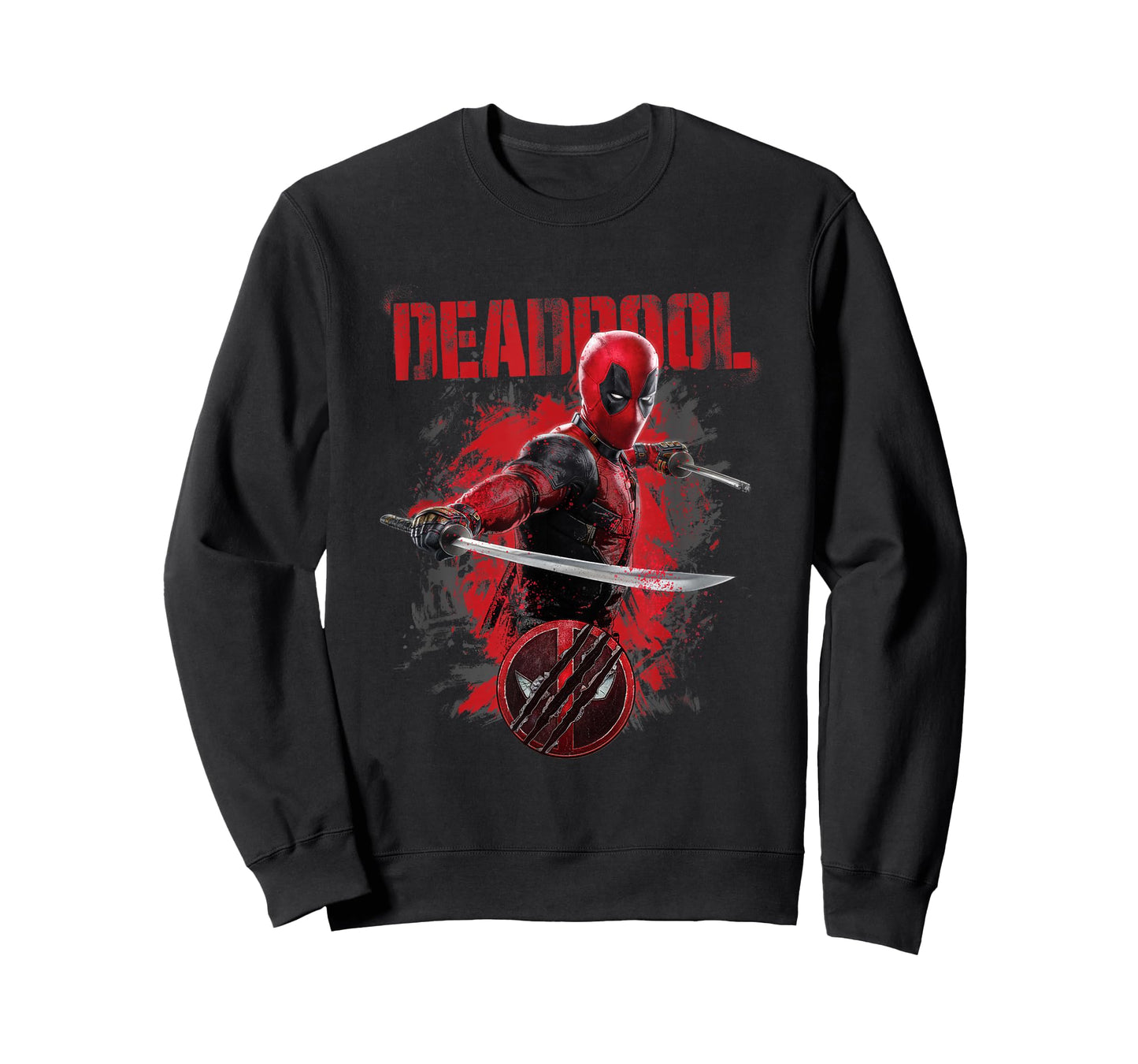 Marvel Deadpool & Wolverine Distressed Red Stamp Hero Logo T-Shirt
