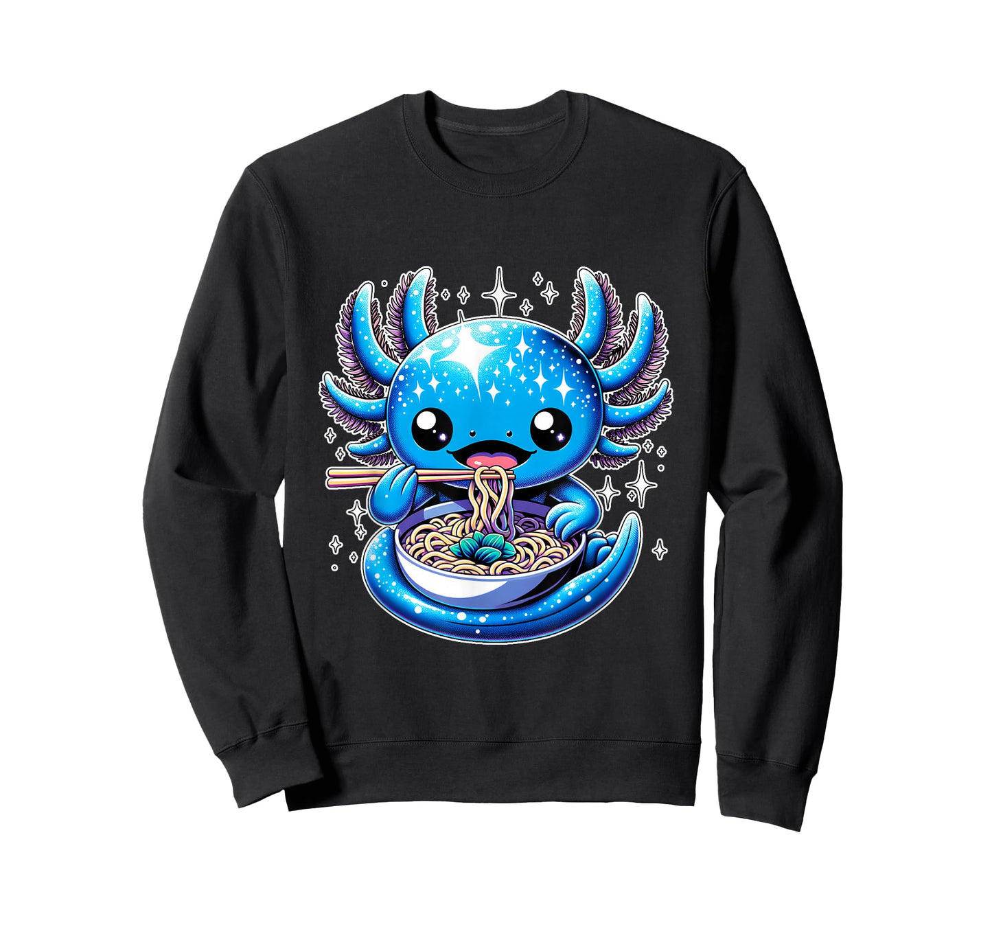 Kawaii Axolotl Eating Ramen Noodles Anime T-Shirt