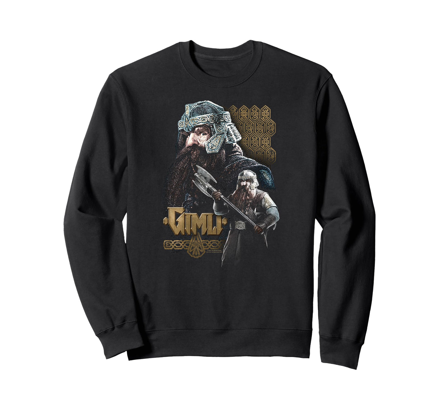 Warner Bros. Lord of the Rings Gimli Unisex Adult T-Shirt, Black, Short Sleeve, Crew Neck, Small