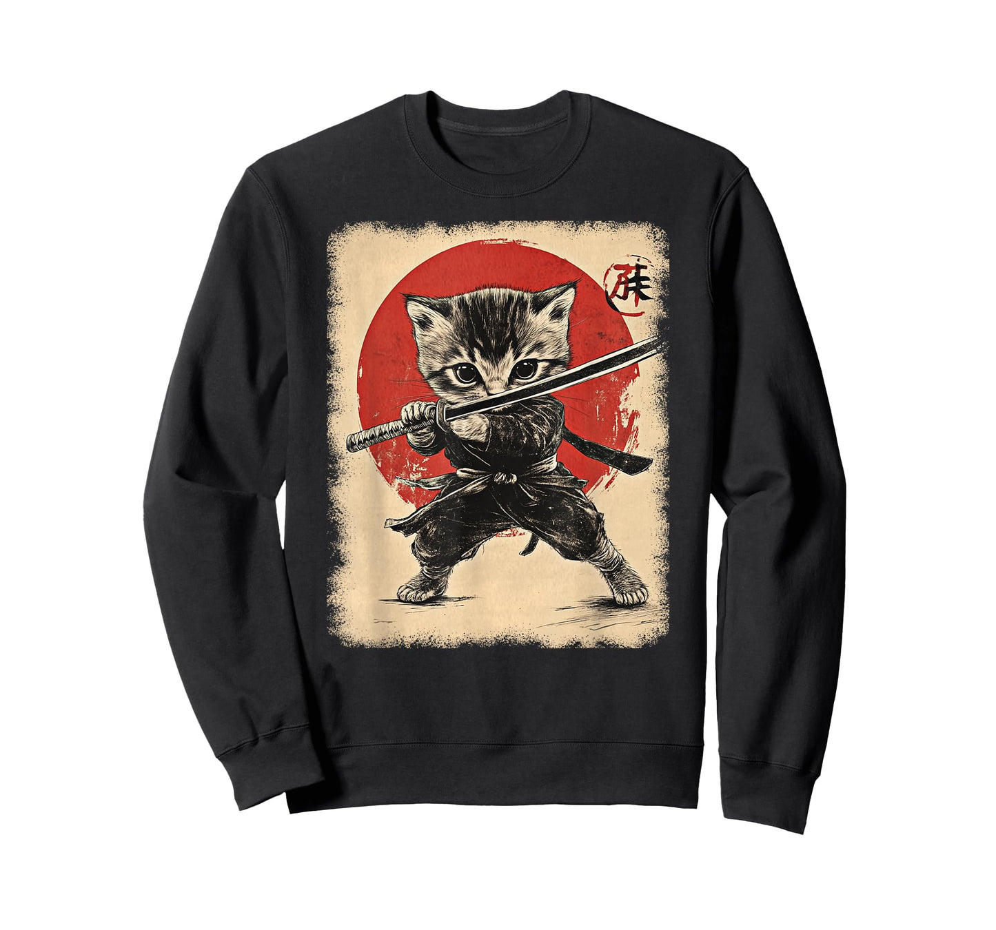 Japanese Samurai Kitten Kawaii Ninja Cat T-Shirt