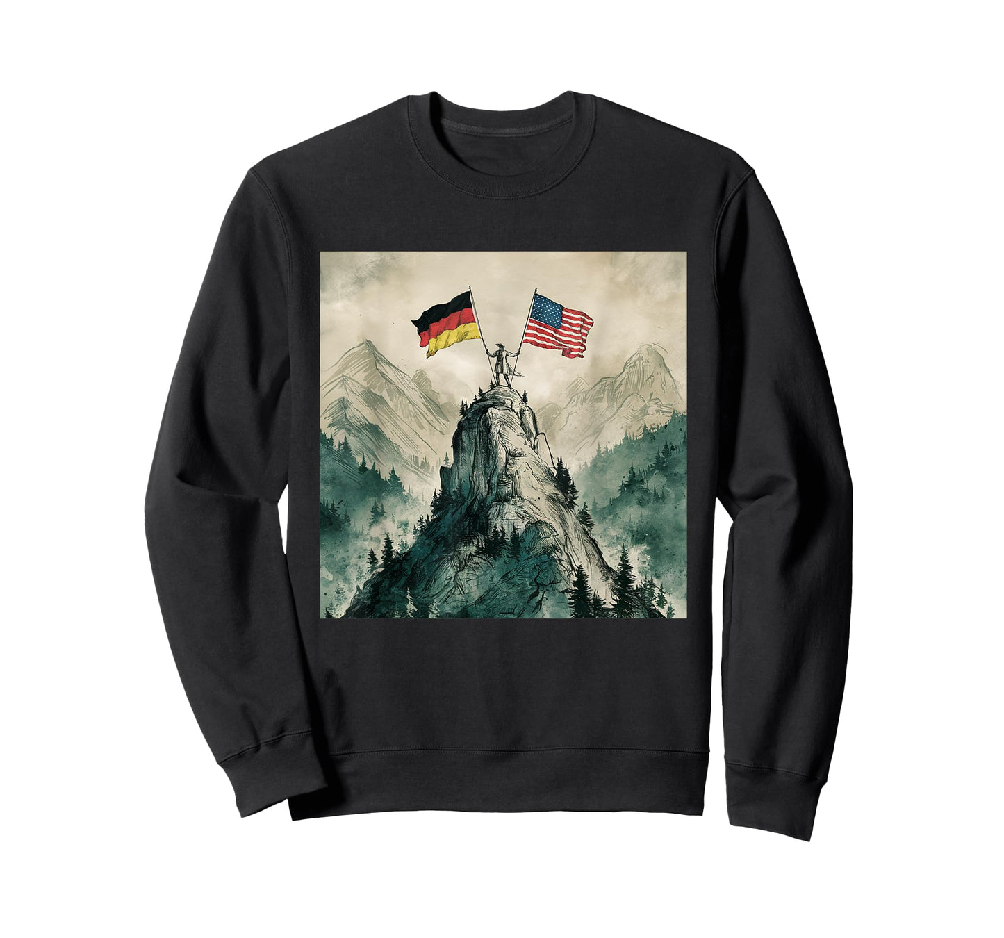 USA and Germany Flags - Historic Mountaintop Victory T-Shirt