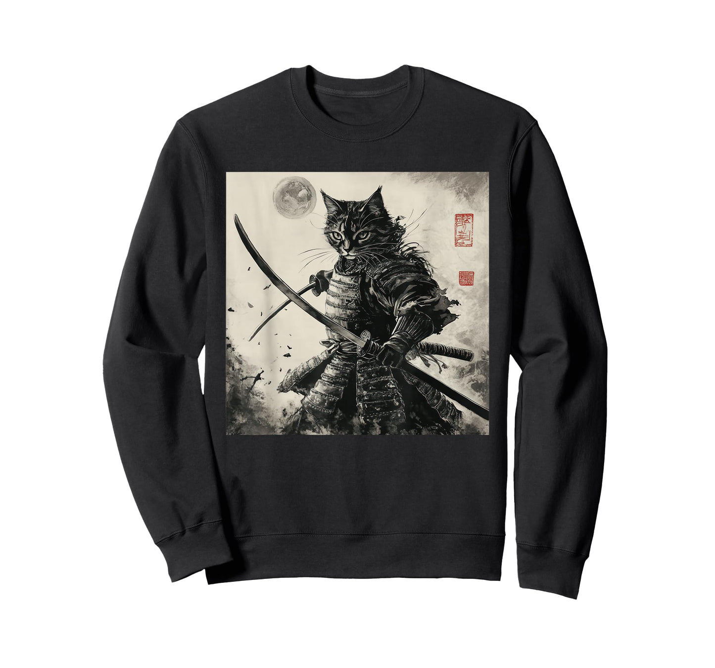 Funny Cat Japanese Samurai Ukiyo-E Art T-Shirt