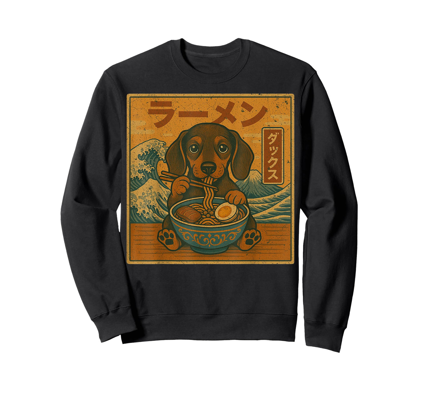 Funny Kawaii Ramen Japanese Noodles Dachshund Eating Ramen T-Shirt