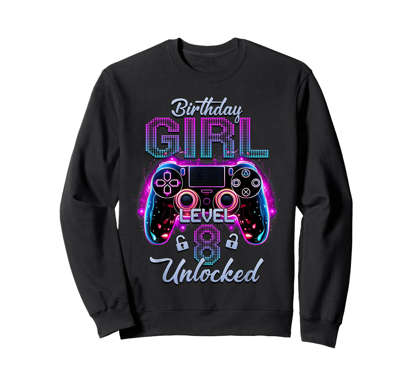 Gamer Girl Level 8 Unlocked Video Gaming 8th Birthday Gifts T-Shirt