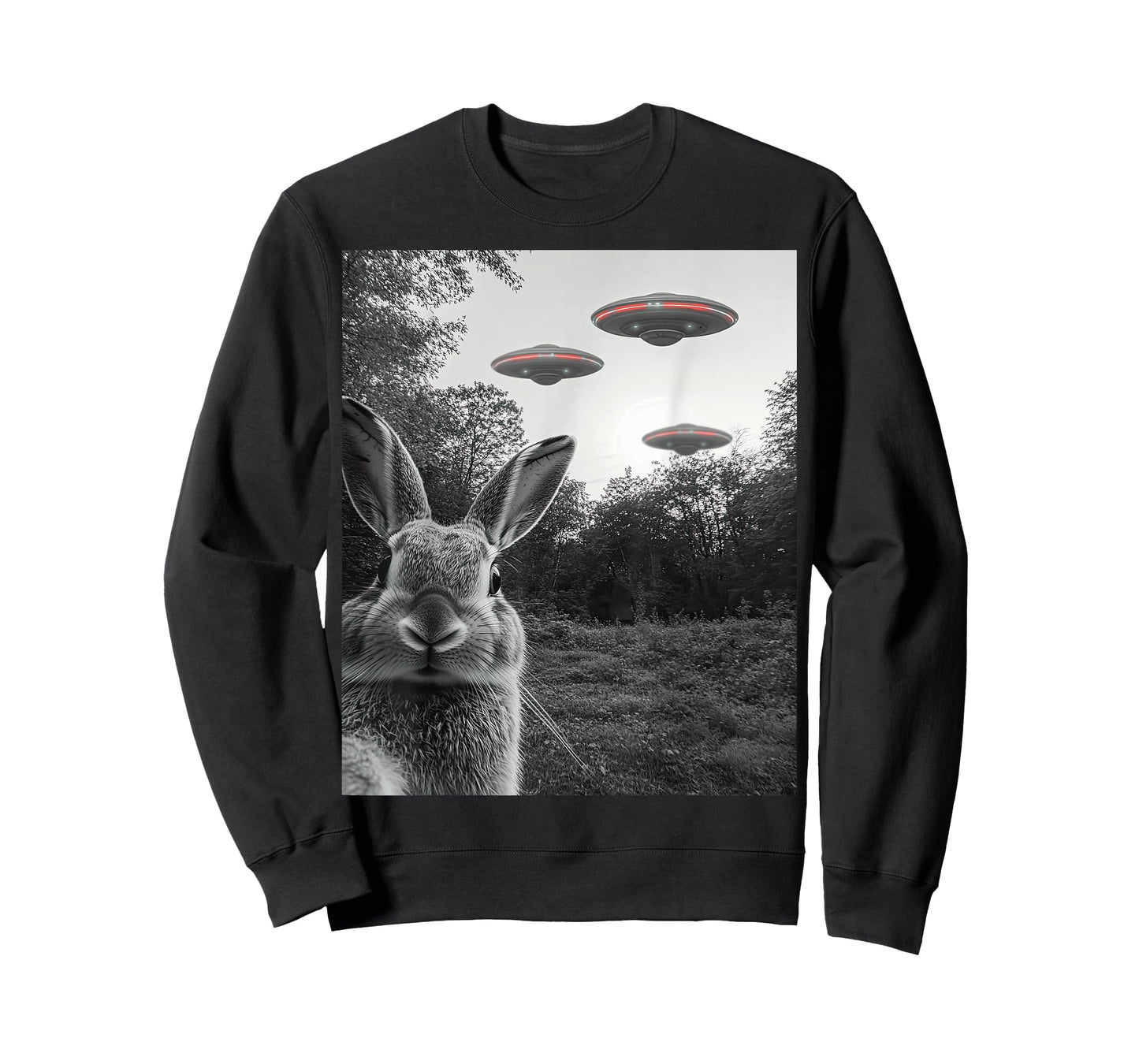 Rabbit Selfie With Alien UFO Men Women Boys Girls Kids T-Shirt