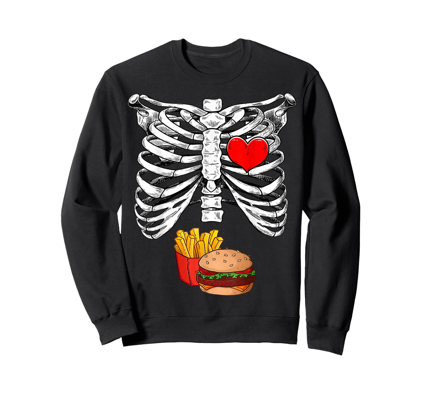 Halloween Dad Skeleton Pregnancy Hamburger Fries Xray Funny T-Shirt