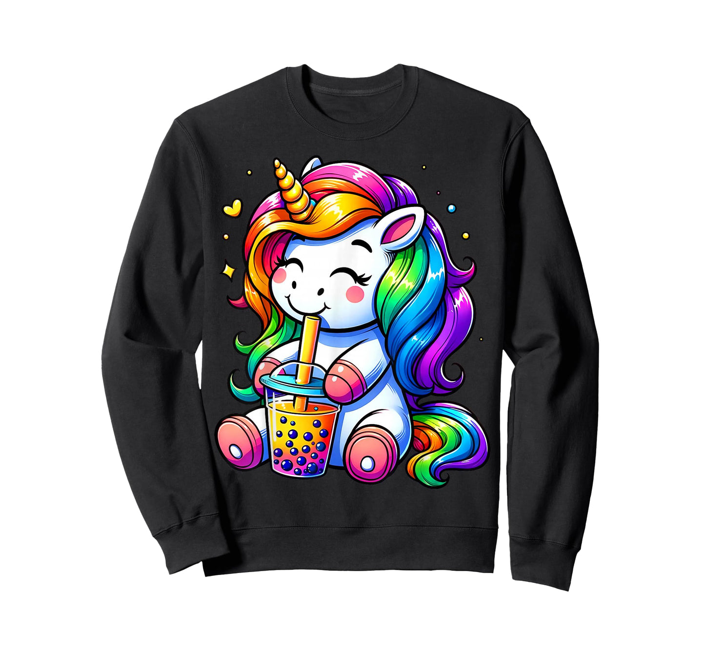 Unicorn Drinking Boba Tea Anime Cute Kawaii Funny Bubble Tea T-Shirt