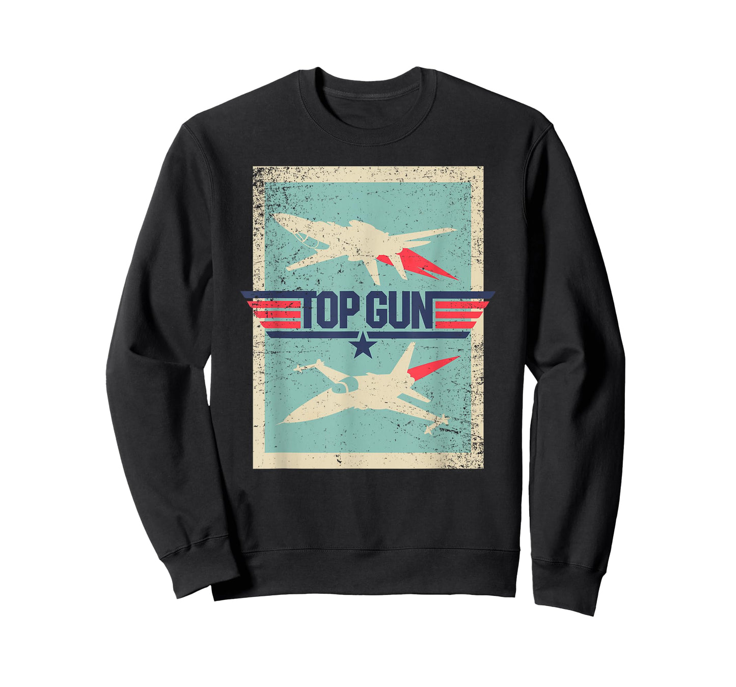 Top Gun Inverted Cutout with Distressing Action Movie T-Shirt