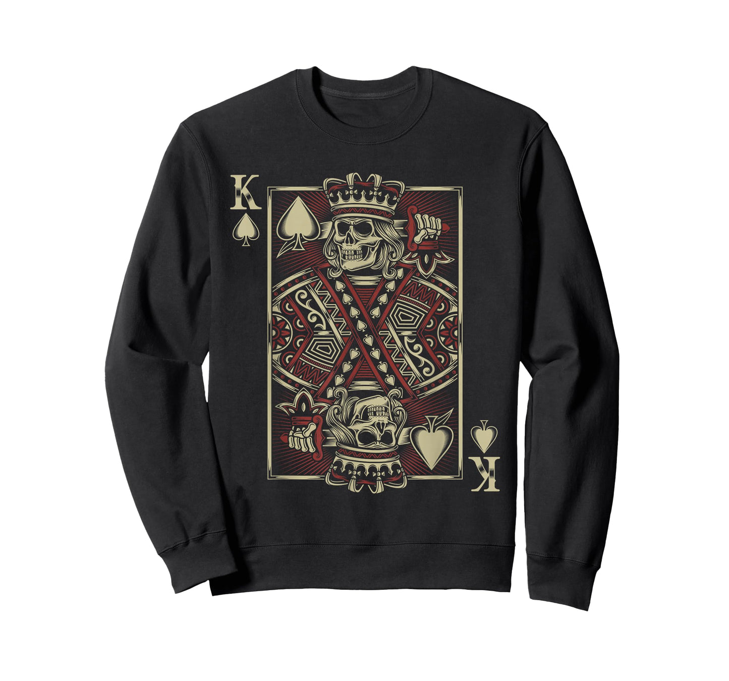 King Of Spades Skull Men Poker Card Game Grunge Biker Cards T-Shirt