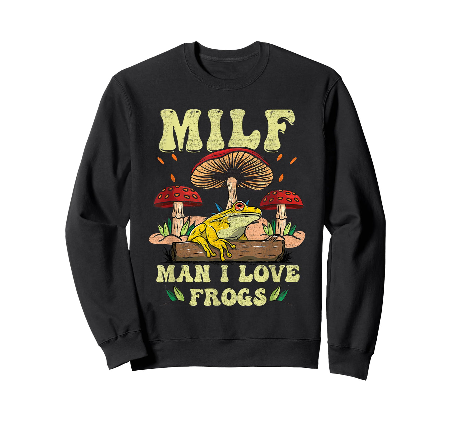 M I L F Man I Love Frogs Vintage Frog And Fungi Mushroom T-Shirt
