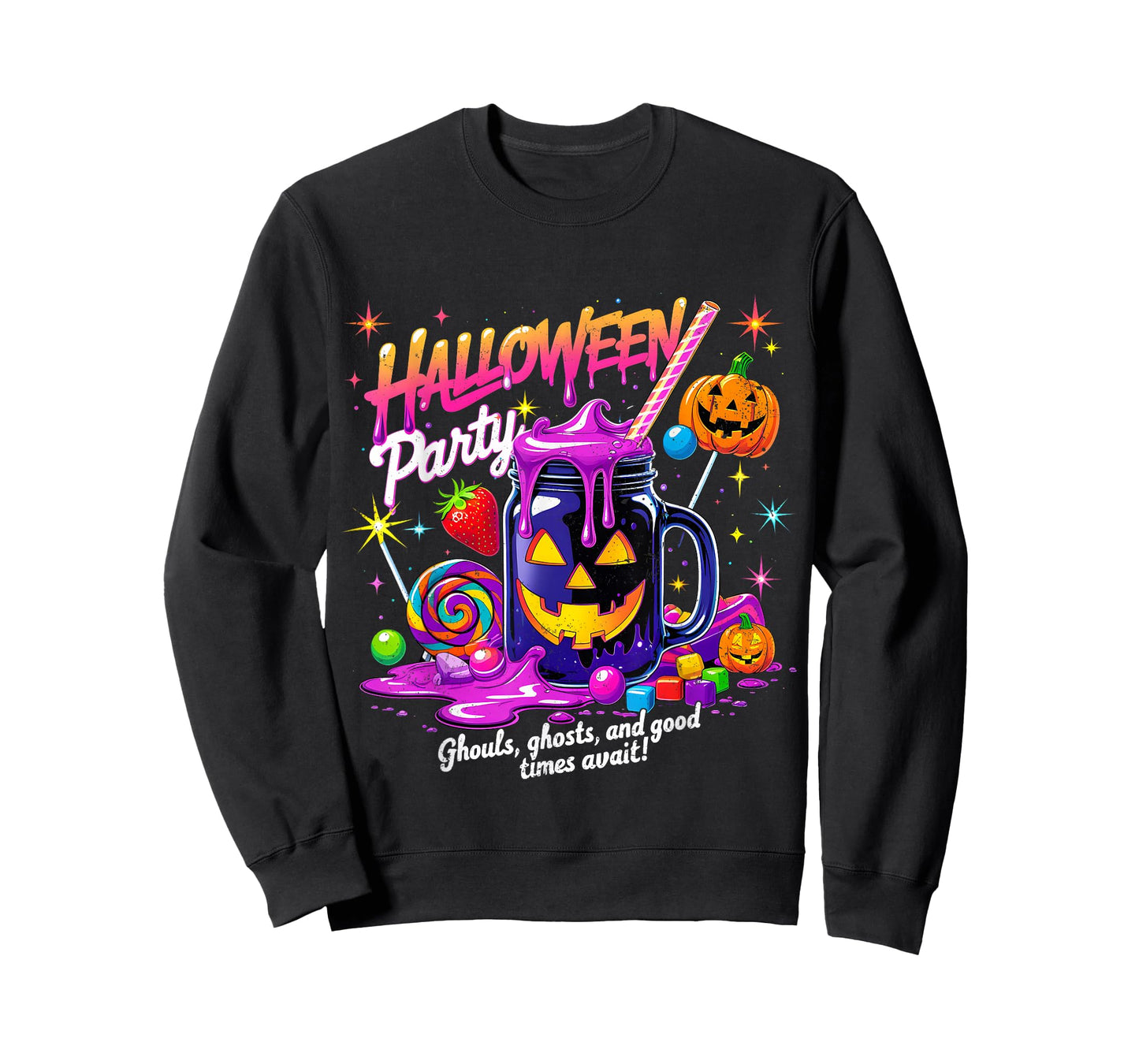 Halloween Party Pumpkin Candy Neon Drink Fun Family Matching T-Shirt