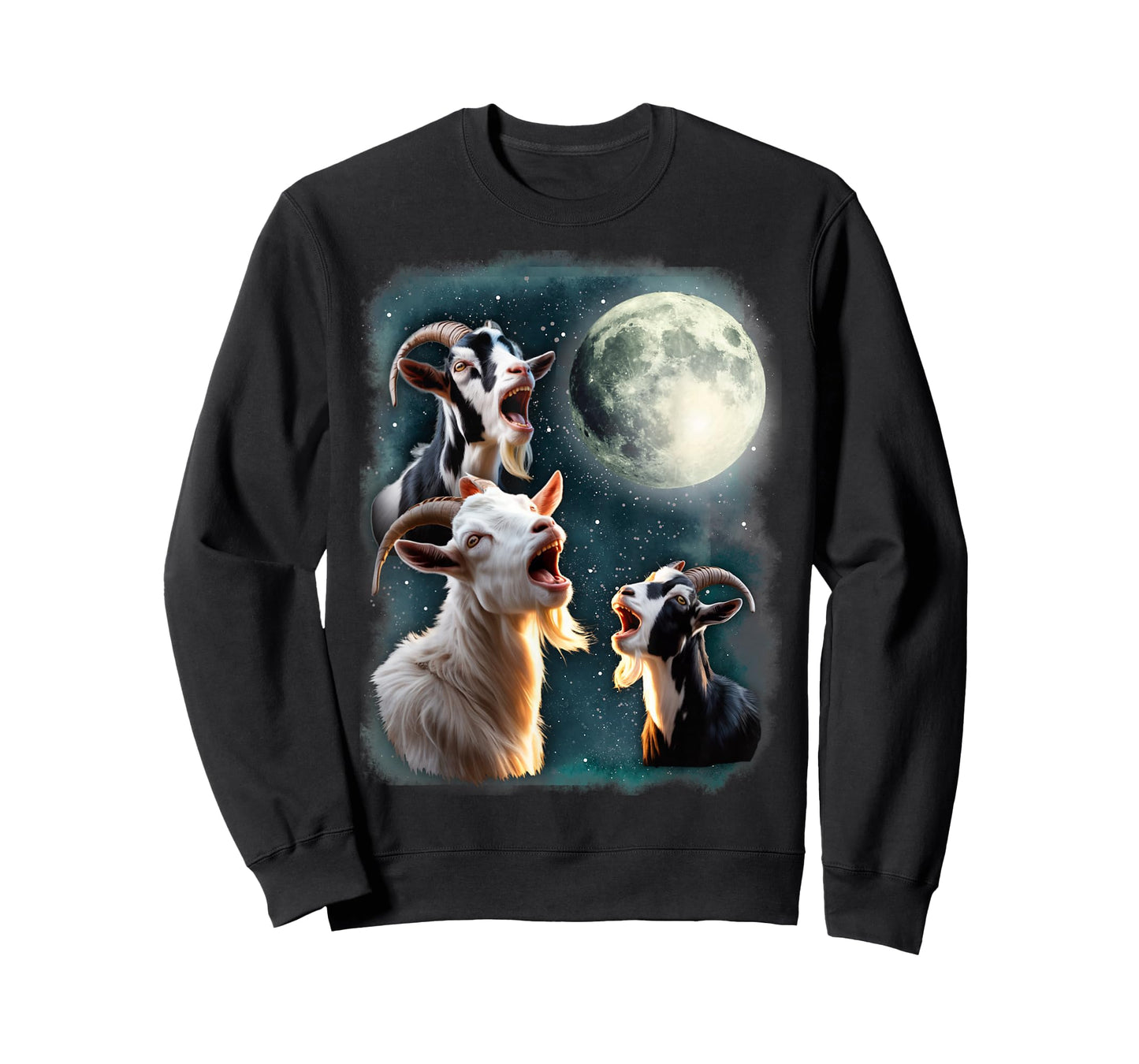Three Goats Howl at Moon 3 Wolfs Wolves Weird Cursed Meme T-Shirt