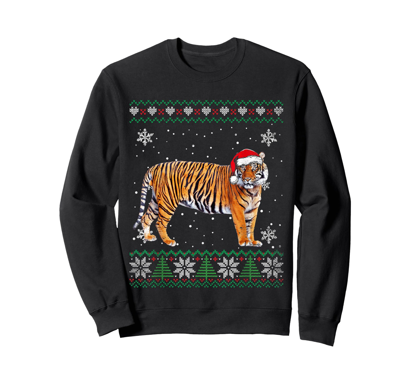 Santa Tiger Ugly Sweater Animals Christmas Pajama T-Shirt