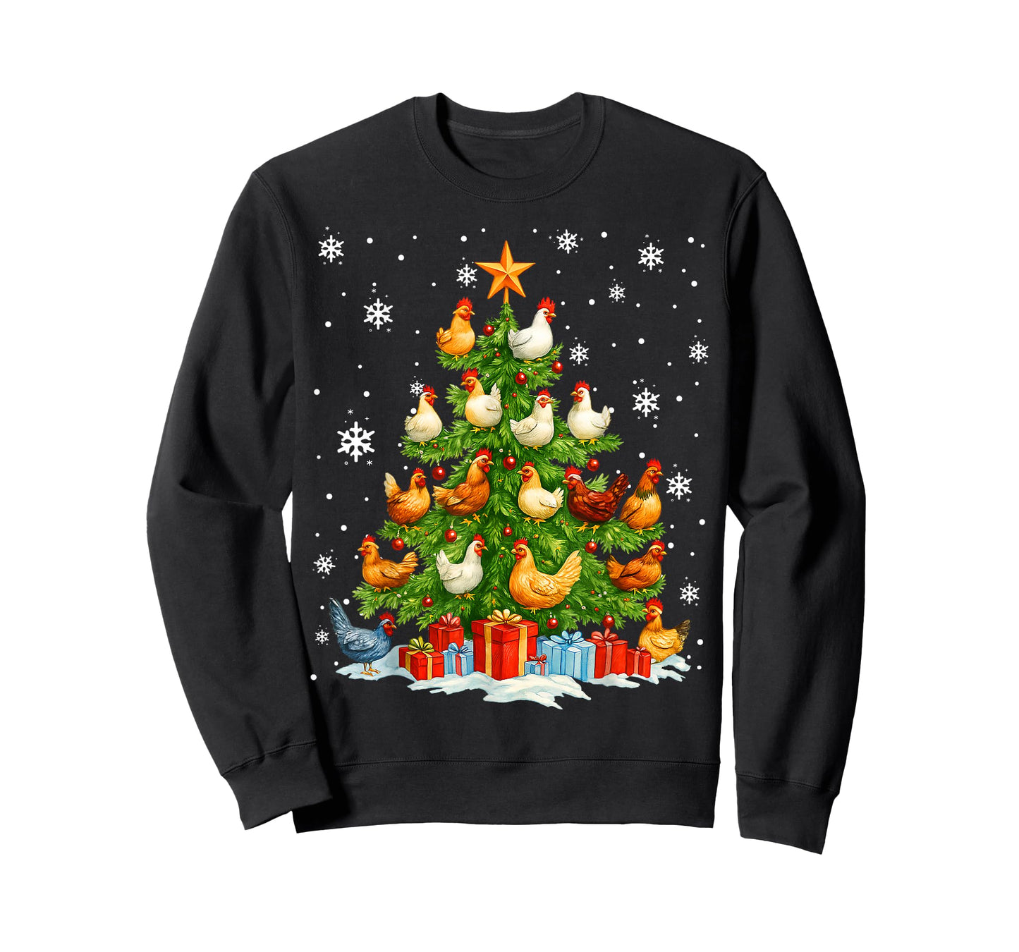 Merry Christmas Pajamas Chickens Christmas Tree Lights Kids T-Shirt