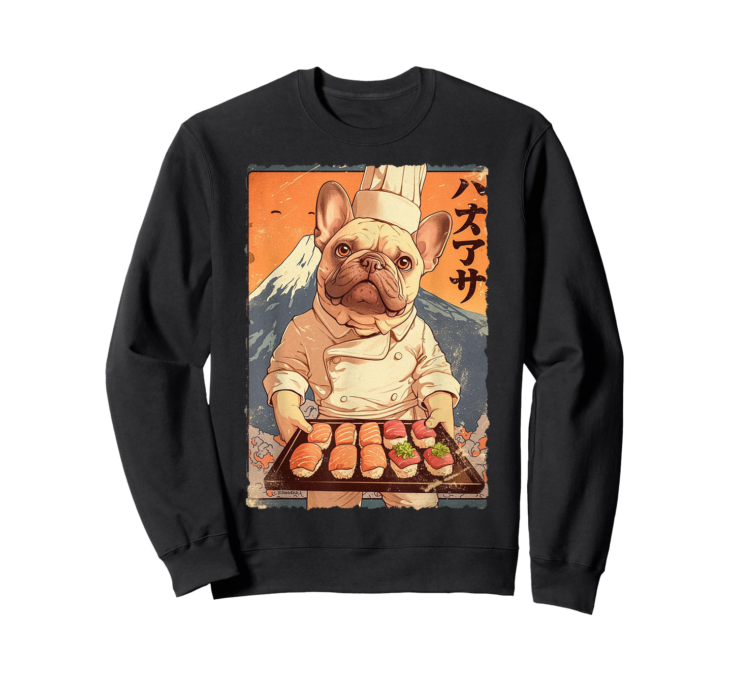 Cute Japanese Food Anime Art French Bulldog Sushi Chef Otaku T-Shirt for Men Women Kids