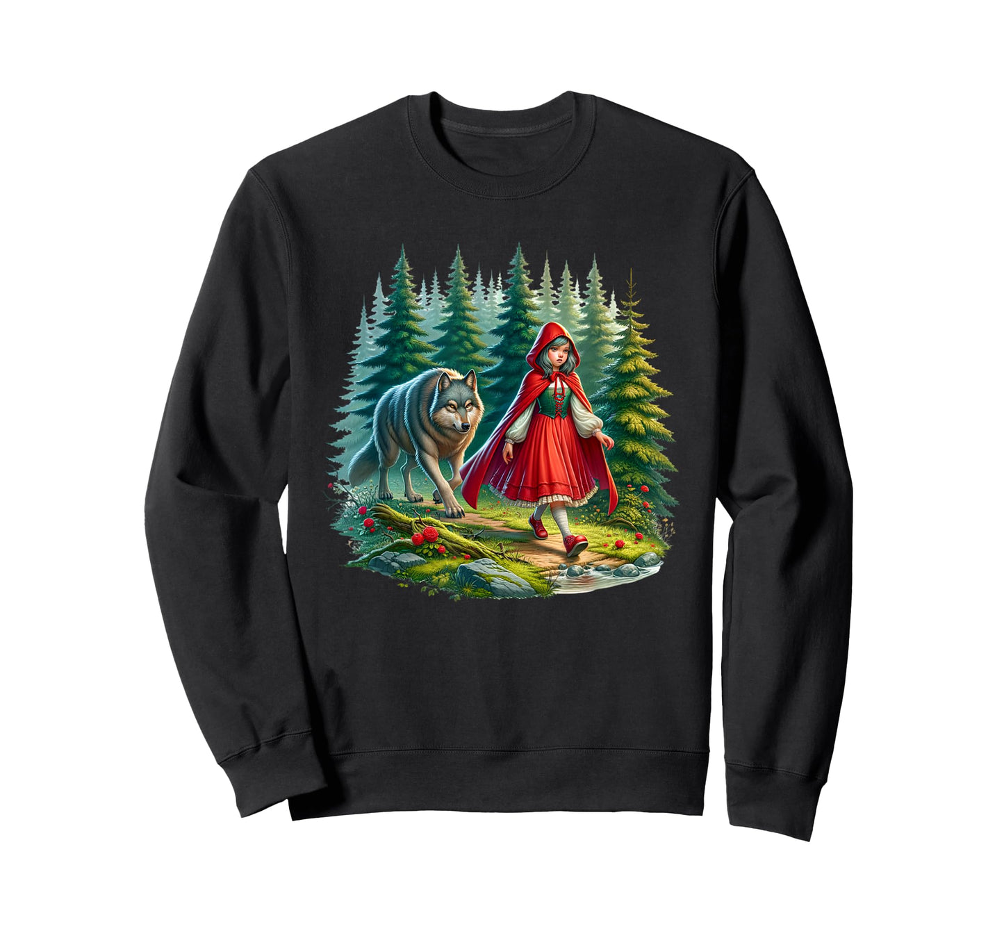 Little Red Riding Hood Stalked by Wolf Halloween Costume T-Shirt