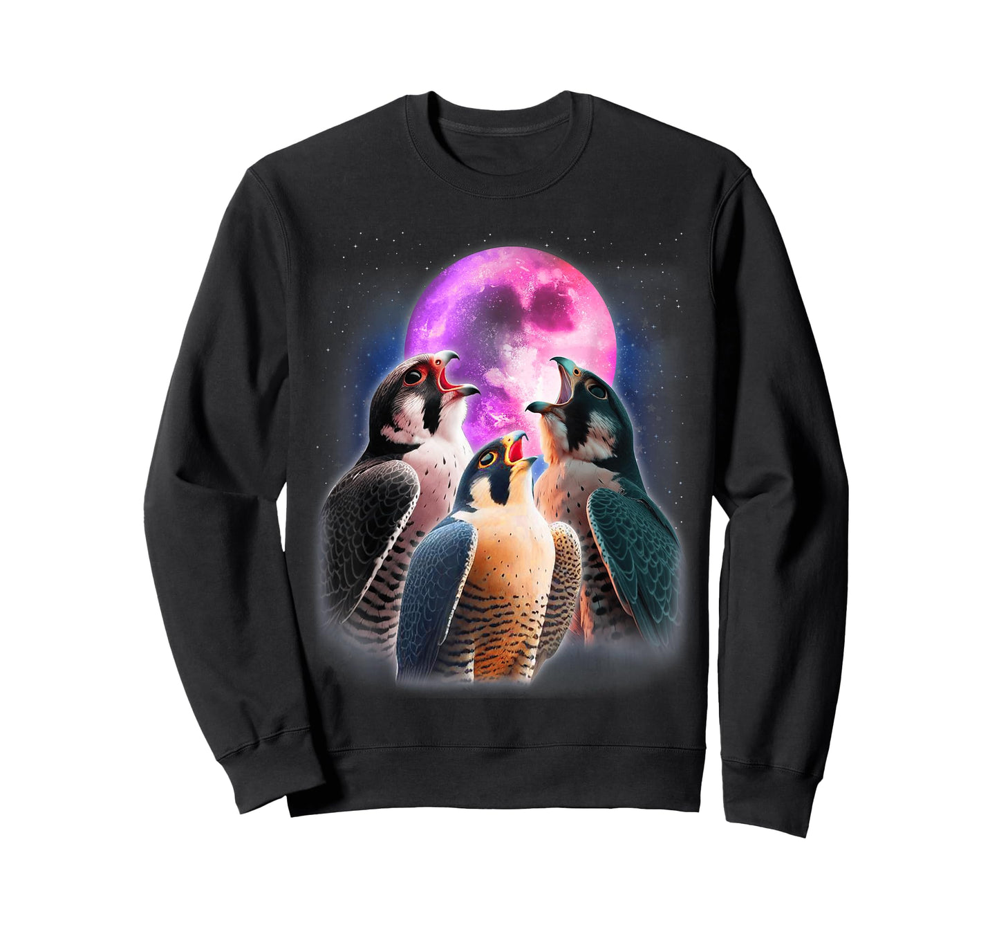 3 Peregrine Falcon Howling At The Moon Funny Hawk Bird Lover T-Shirt