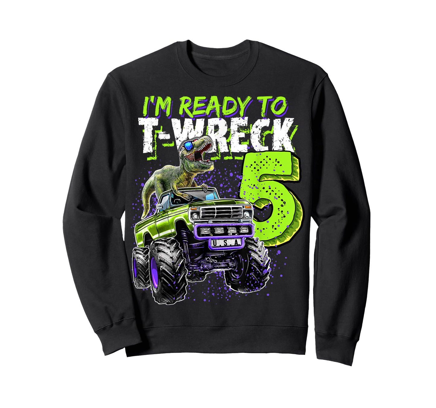 Ready to T-Wreck 5 Dinosaur Monster Truck 5th Birthday Boys T-Shirt