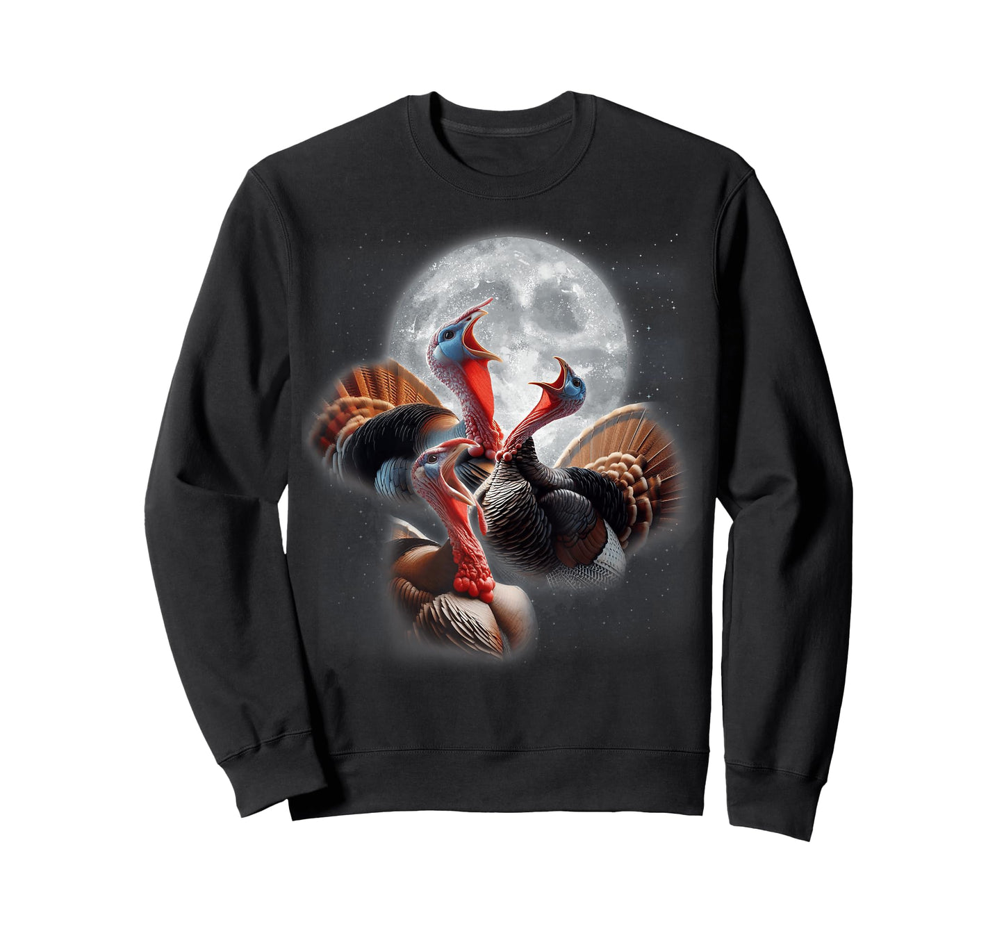 3 Turkeys Howling at The Moon Funny Turkey Hunting Lover T-Shirt