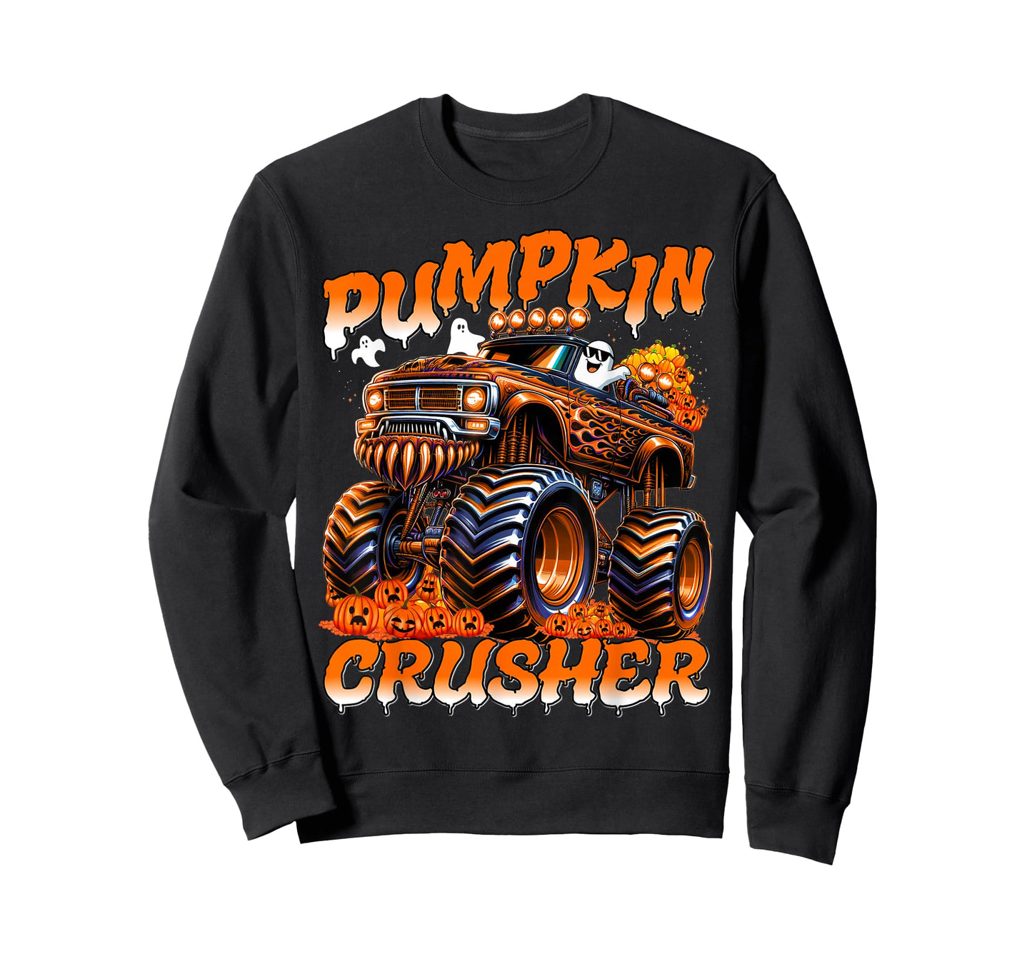 Pumpkin Crusher Monster Truck Ghosts Halloween for Boys T-Shirt