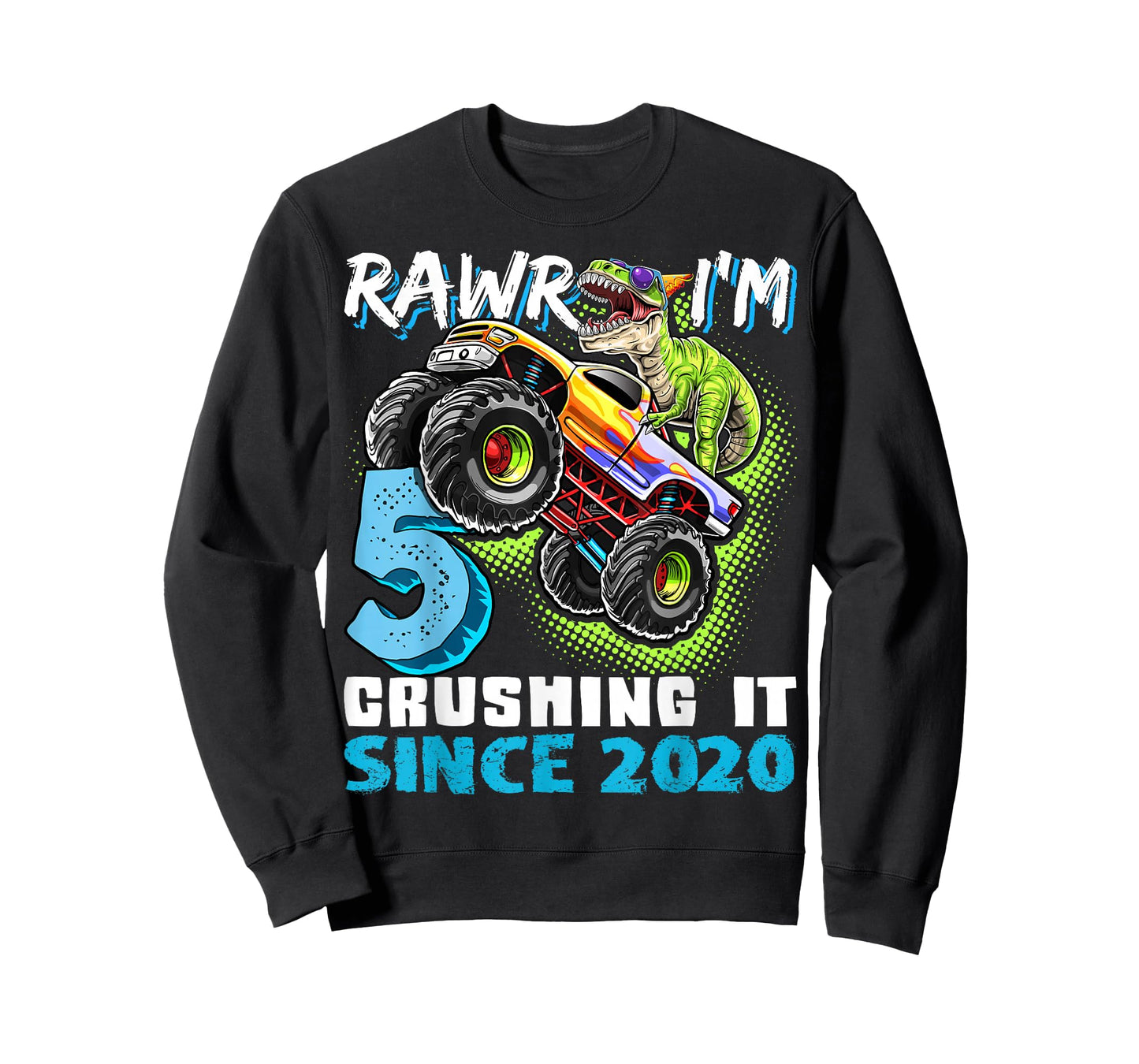 5th Birthday Monster Truck Dinosaur Party Boys Rawr I'm 5 T-Shirt