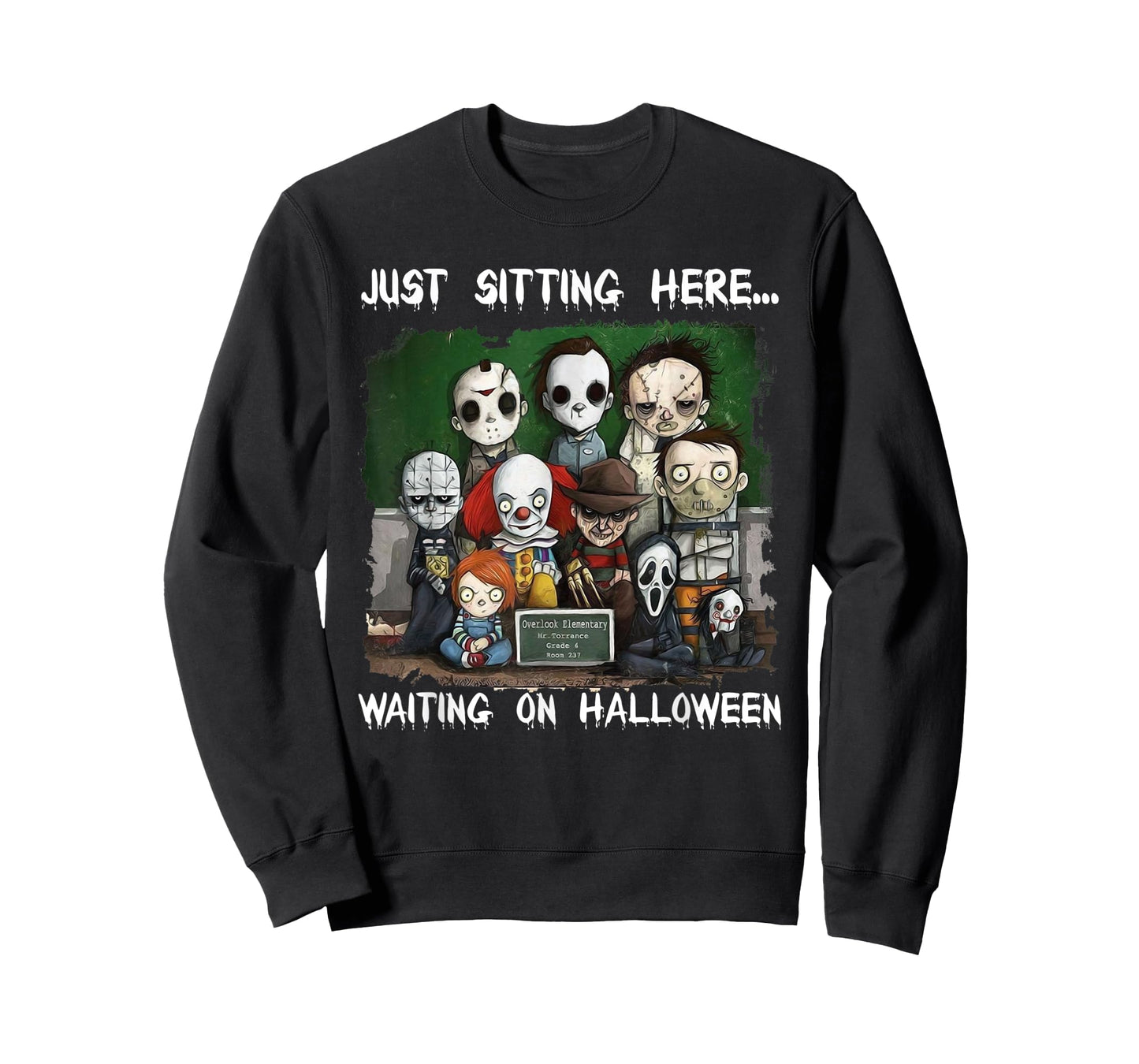 Chibi Horror Movie Just Sitting Here Waiting On Halloween T-Shirt