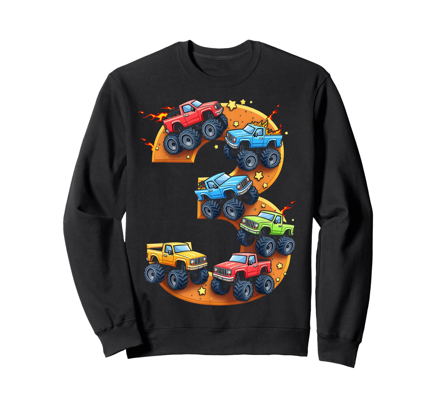 3 Year Old Monster Truck Boy Toddler 3rd Birthday Party T-Shirt