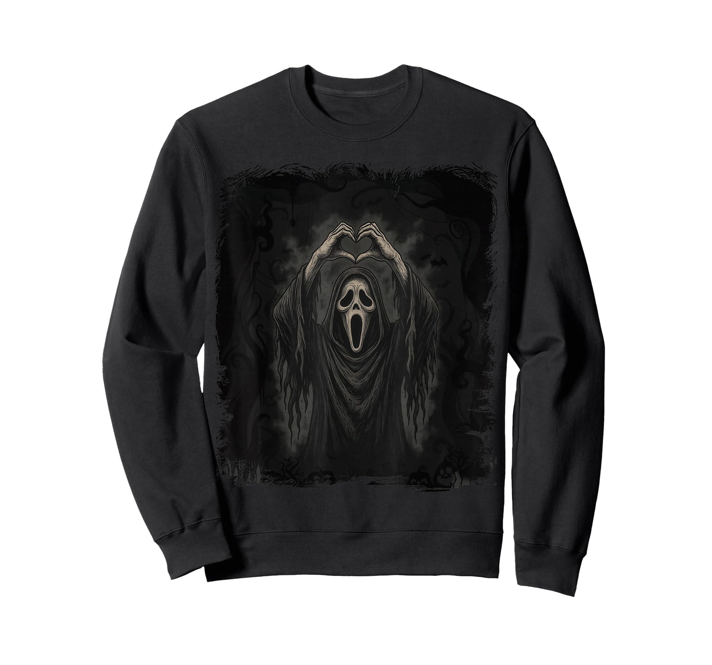 Creepy Cute Ghost Horror Design With Spooky Heart Hands T-Shirt