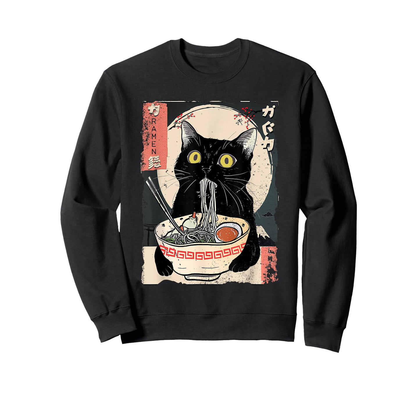 Kawaii Cat Eating Ramen Noodles Funny Anime Gift Girls Teens T-Shirt