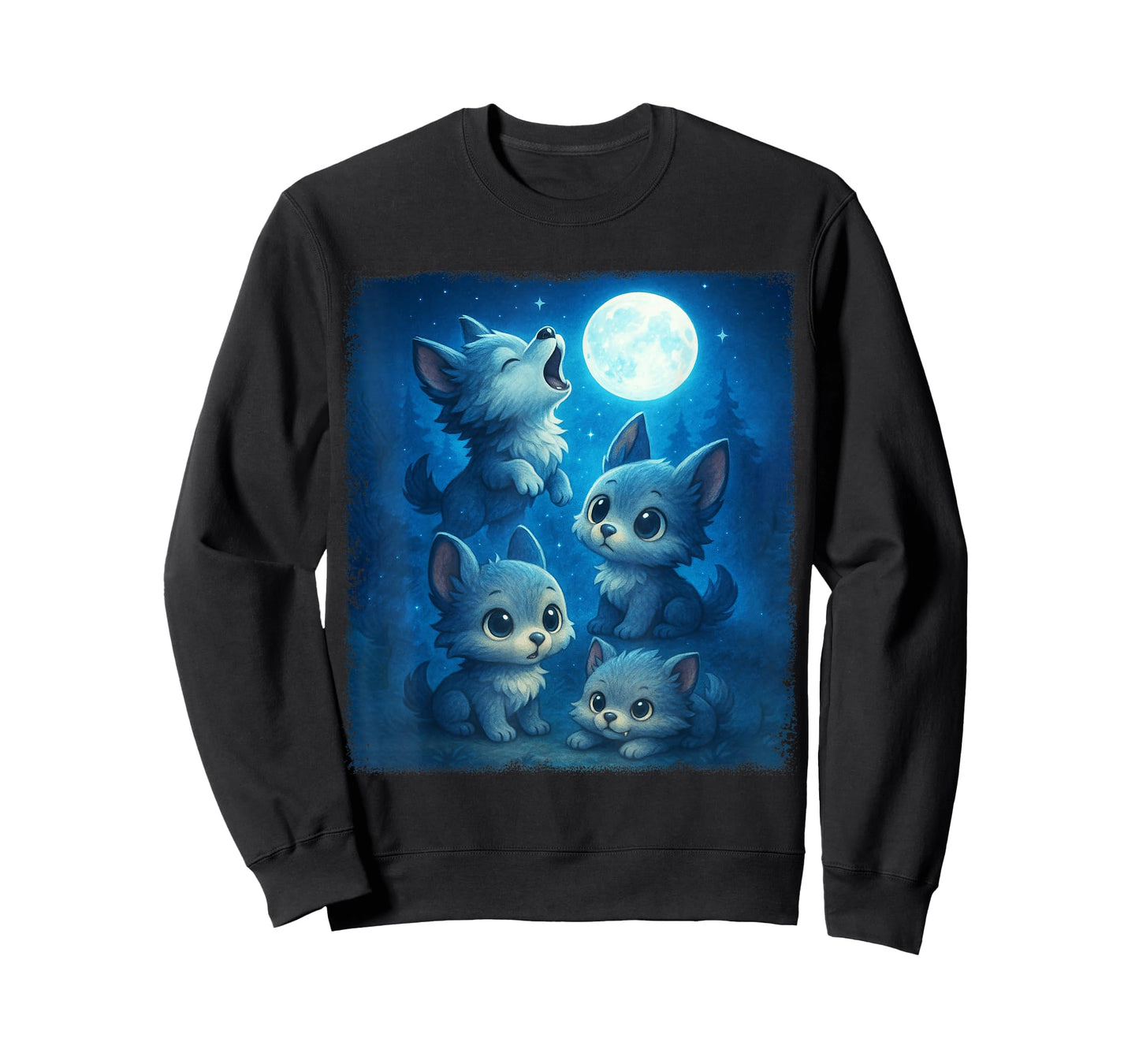 Cute Werewolf Puppy Fantasy Design Howling at Full Moon T-Shirt