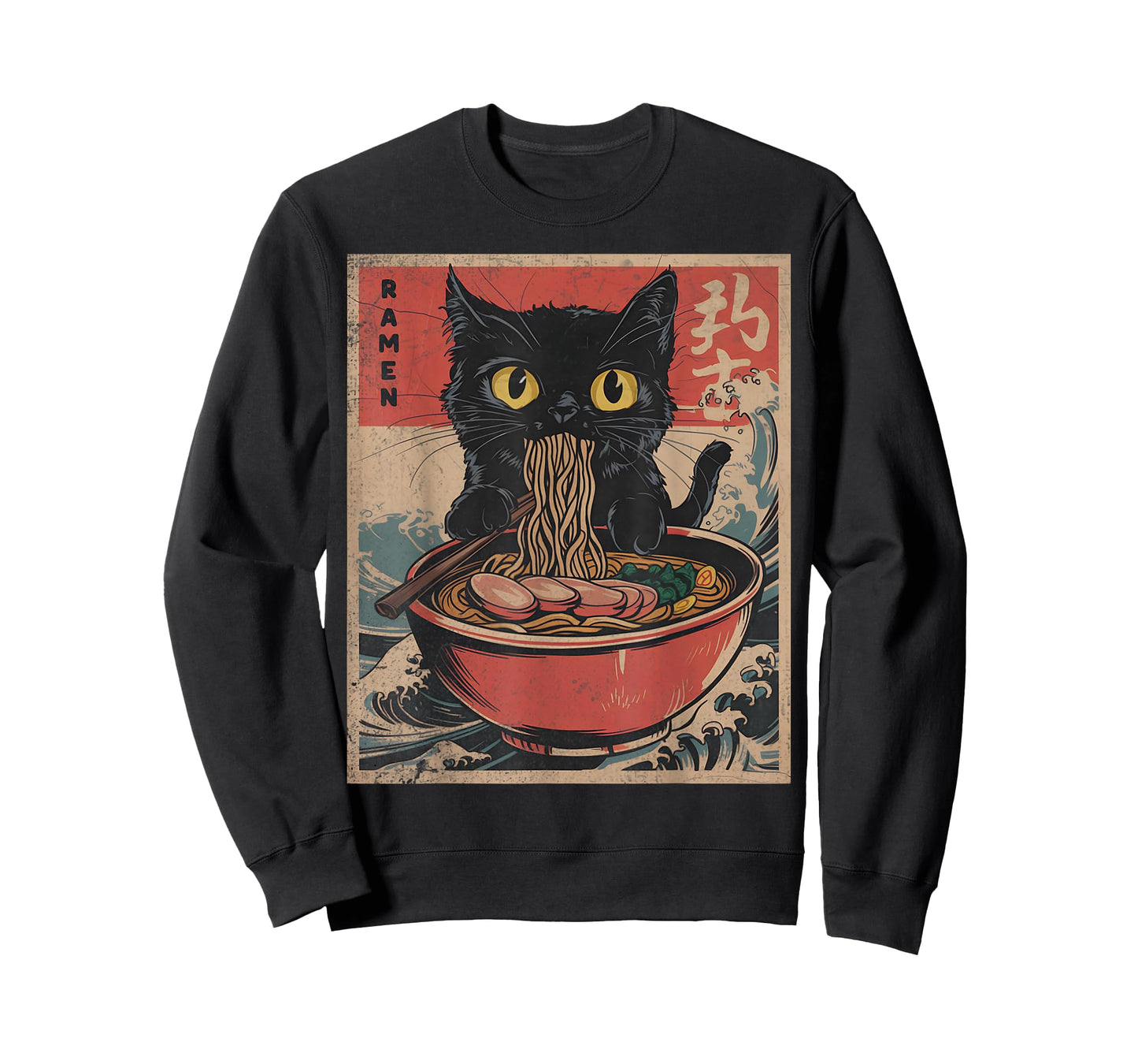 Cat Ramen Japanese Funny Graphic Tees Kawaii Cat Anime Gifts T-Shirt