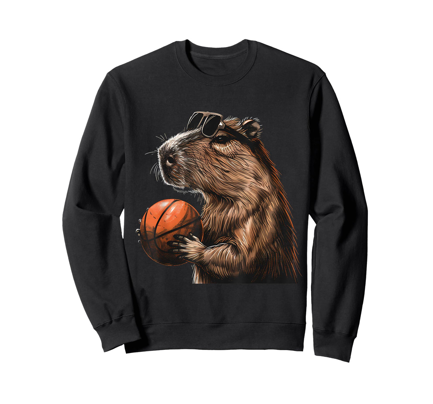 Basketball Capybara Basketball Lover Drawing Animal Art T-Shirt