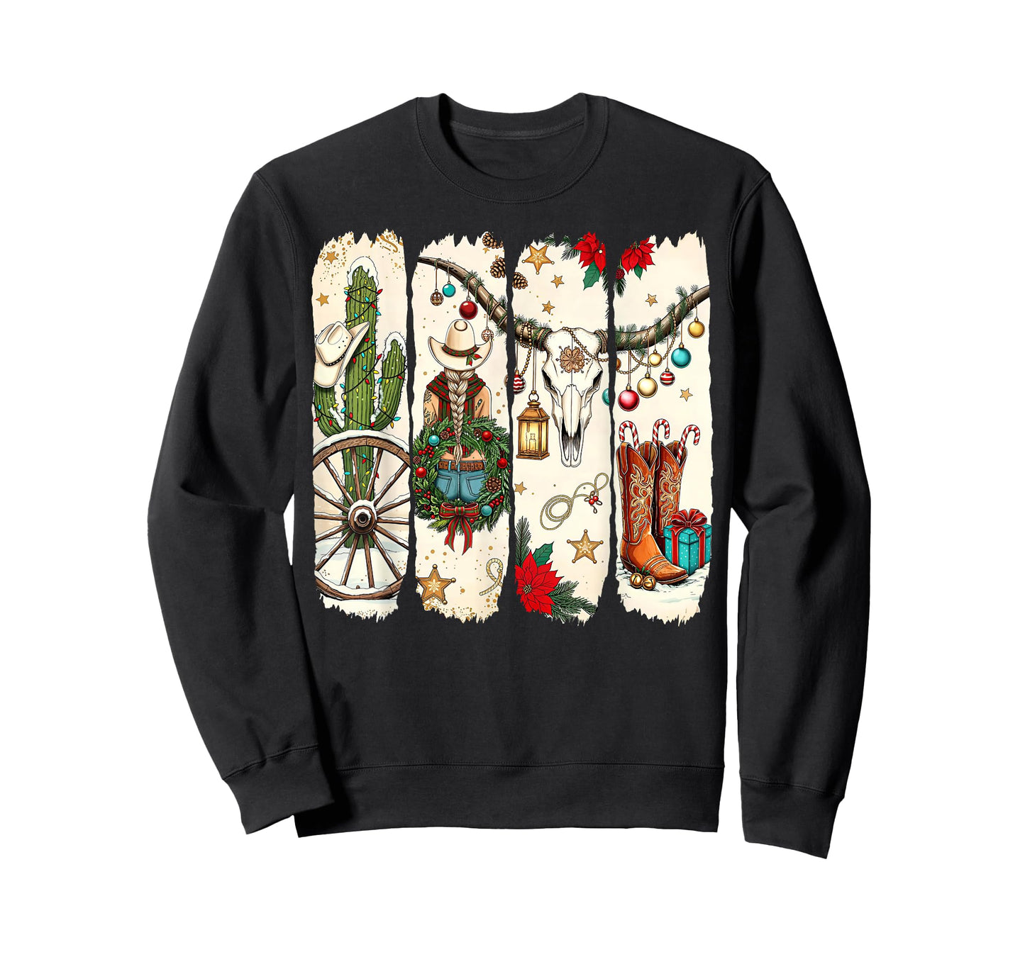 Merry Christmas Holiday Western Cowboy Cactus Xmas Pajamas T-Shirt