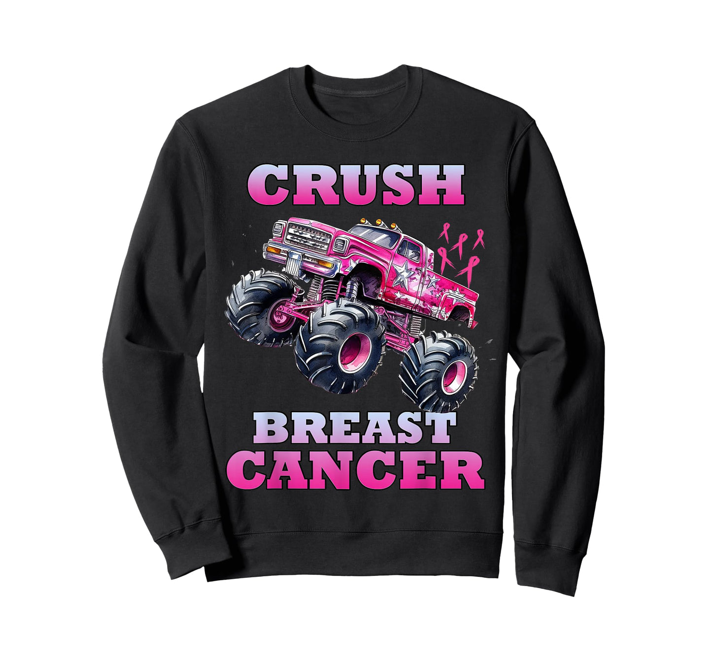 Crush Breast Cancer Monster Truck Wear Pink Kids Boys Girls T-Shirt