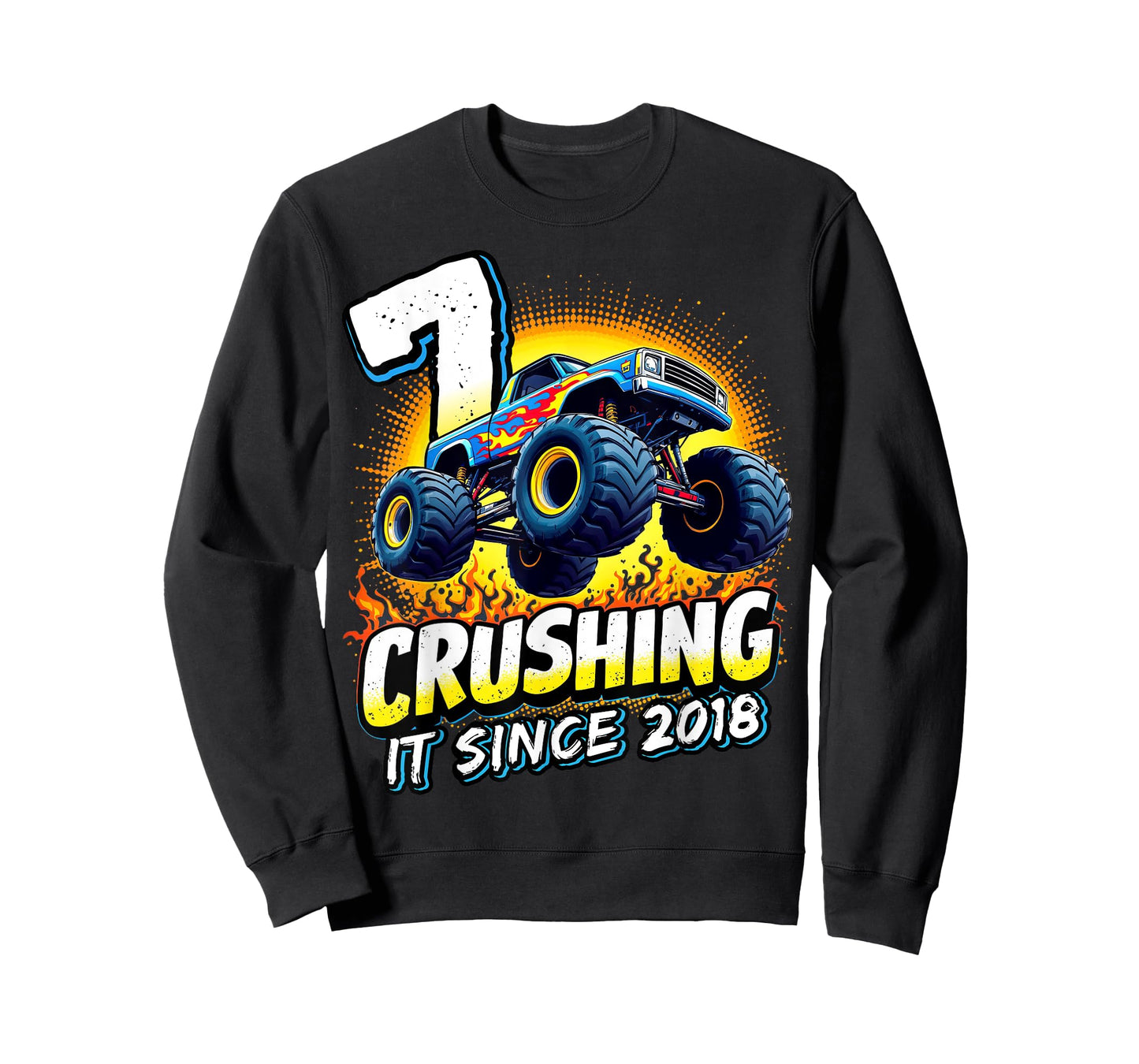 Birthday Monster Truck 7 year Old Boys 7th Party Born 2018 T-Shirt