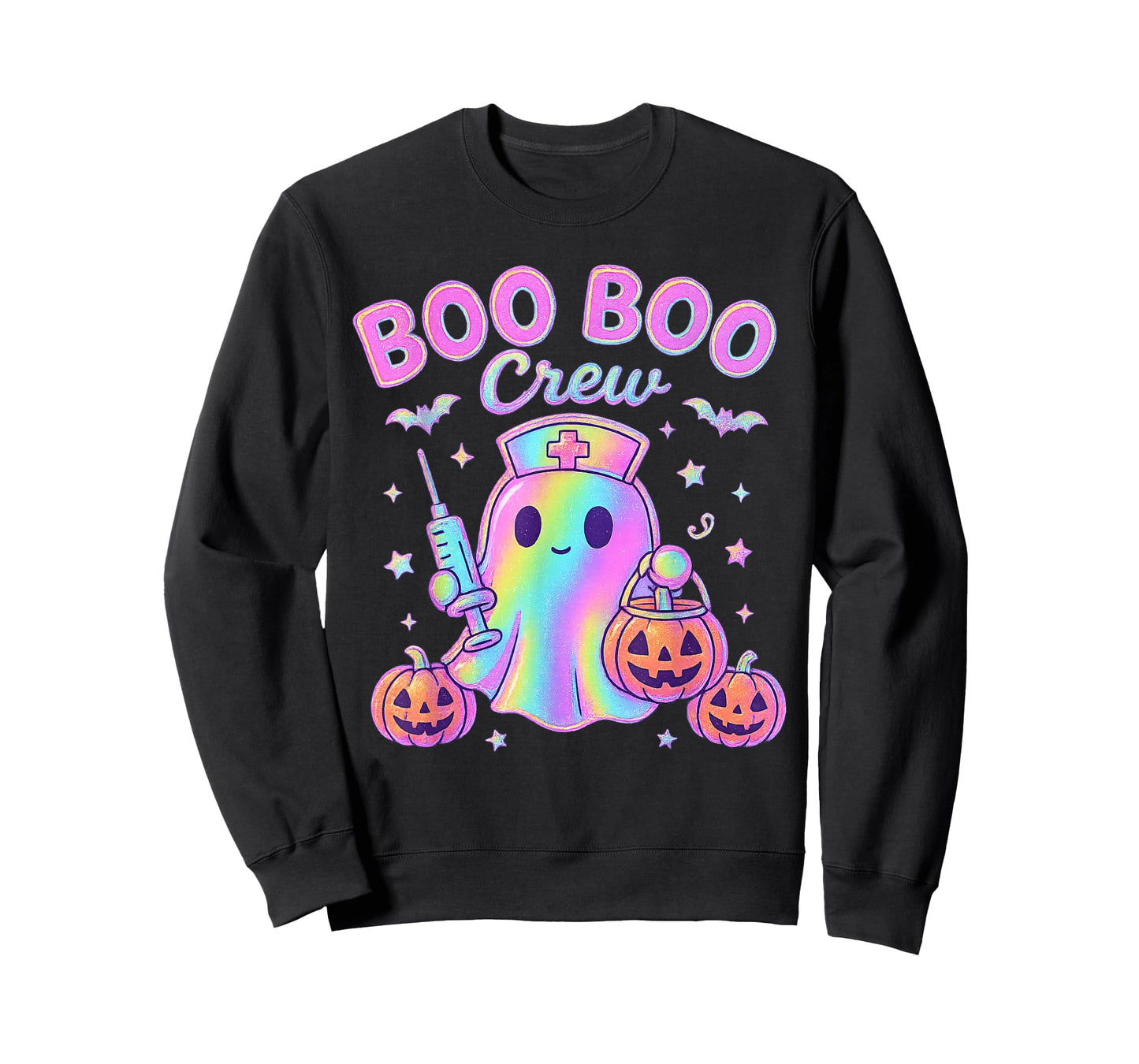 Boo Boo Crew Nurse Ghost Kawaii Halloween Spooky Pumpkin T-Shirt