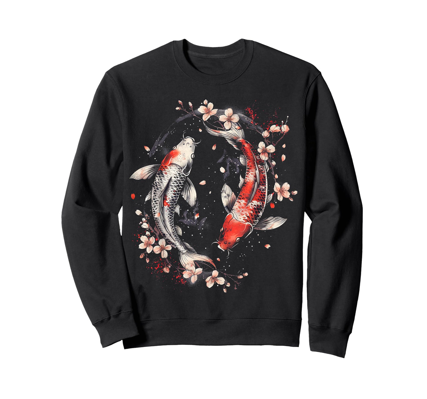 Cherry Blossom Koi Carp Fish Japanese Sakura Graphic Art T-Shirt