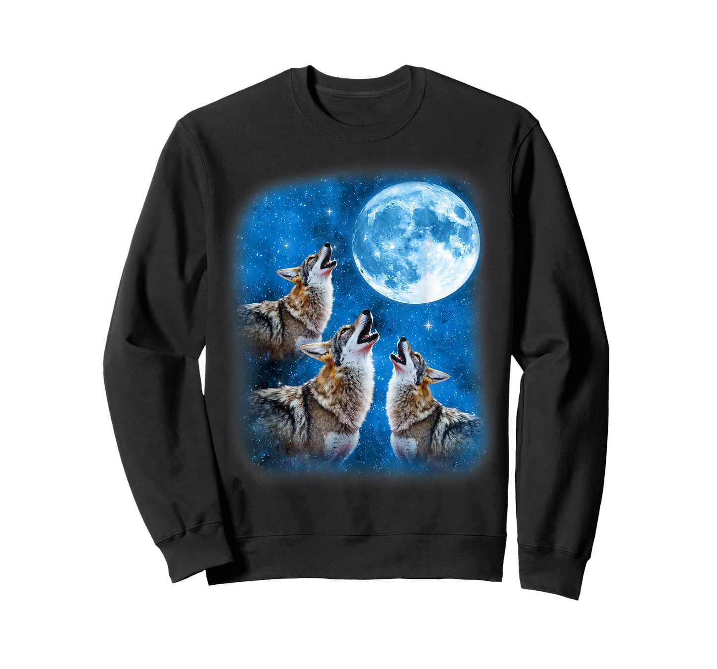 Coyote Wolf Howling At The Space Moon At Night Starry Sky T-Shirt
