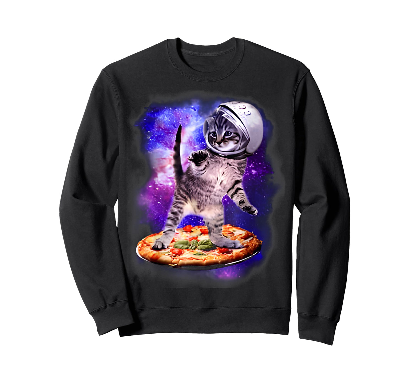 Silly Cat Flying A Pizza Astronaut Kitten Space & FUNNY Cats T-Shirt