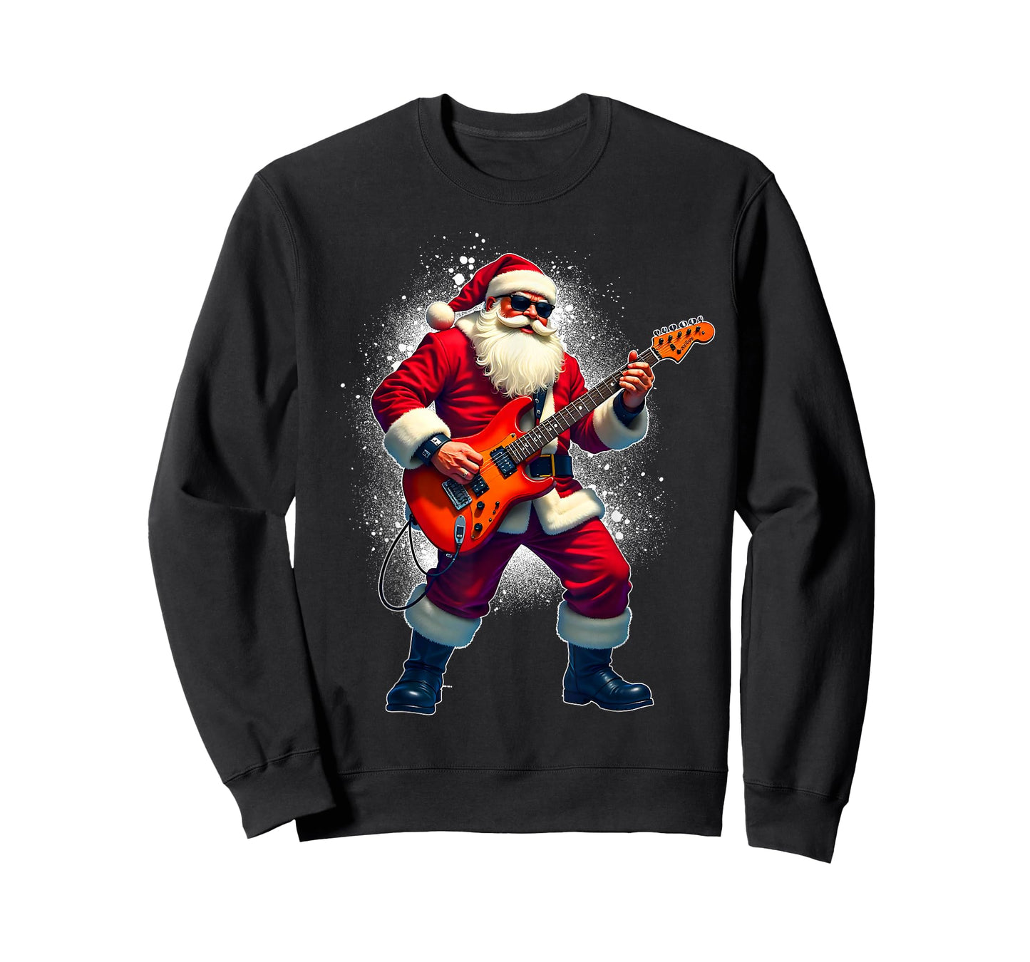 Santa Playing Guitar Merry Christmas Pajamas Xmas Party Men T-Shirt