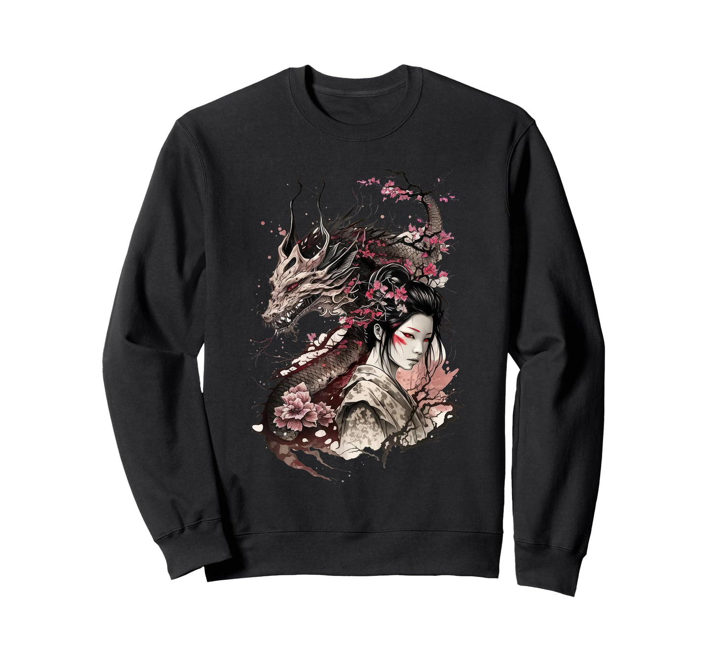 198 Sakura Japan Geisha Japanese Dragon Cherry Blossom T-Shirt