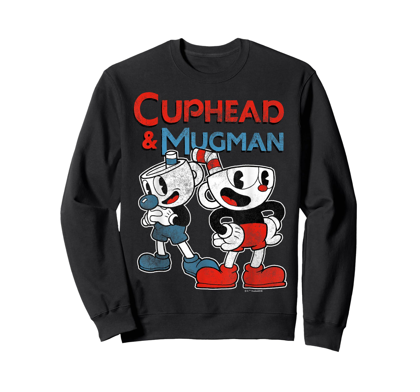 Cuphead & Mugman Black Classic Fit T-Shirt - Adult Crew Neck Short Sleeve