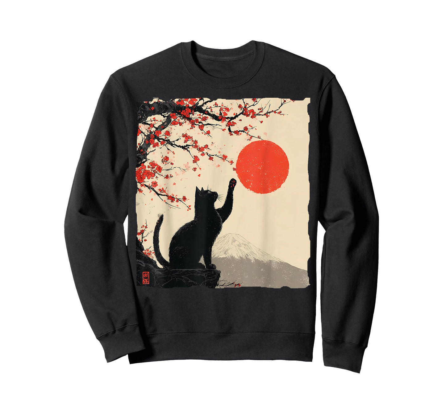 Vintage Japan Art Japanese Theme Retro Print Black Cat T-Shirt