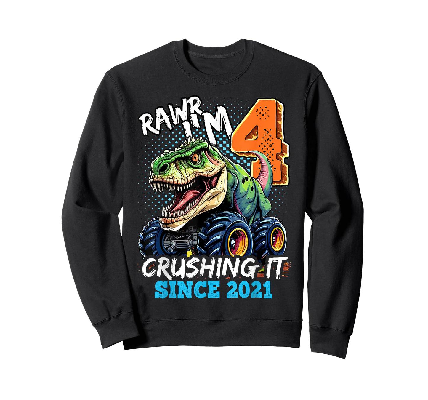 4th Birthday Monster Truck Dinosaur Party Boys Rawr I'm 4 T-Shirt