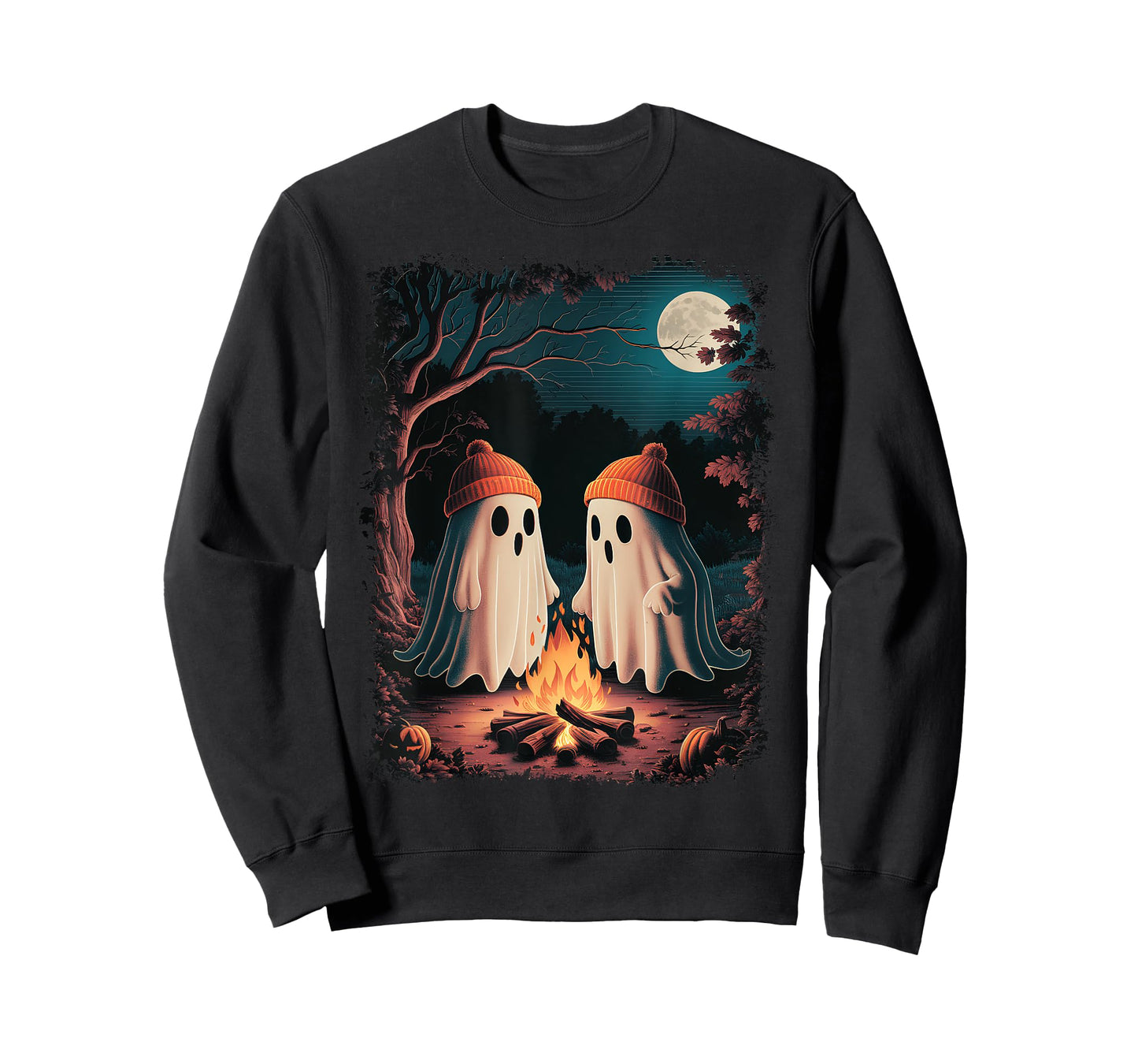 Vintage Ghost Camping Campfire Gothic Halloween Men Women T-Shirt